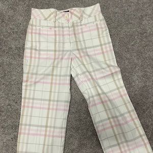 BURBERRY Golf White /Pink Plaid Capri Pants Sz 2